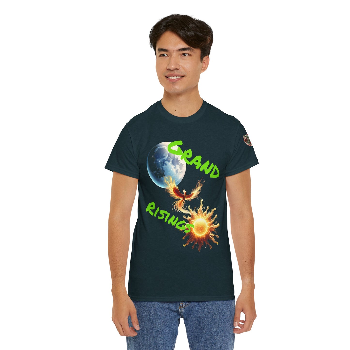 Celestial Phoenix Unisex Heavy Cotton Tee - Embrace the Sun and Moon