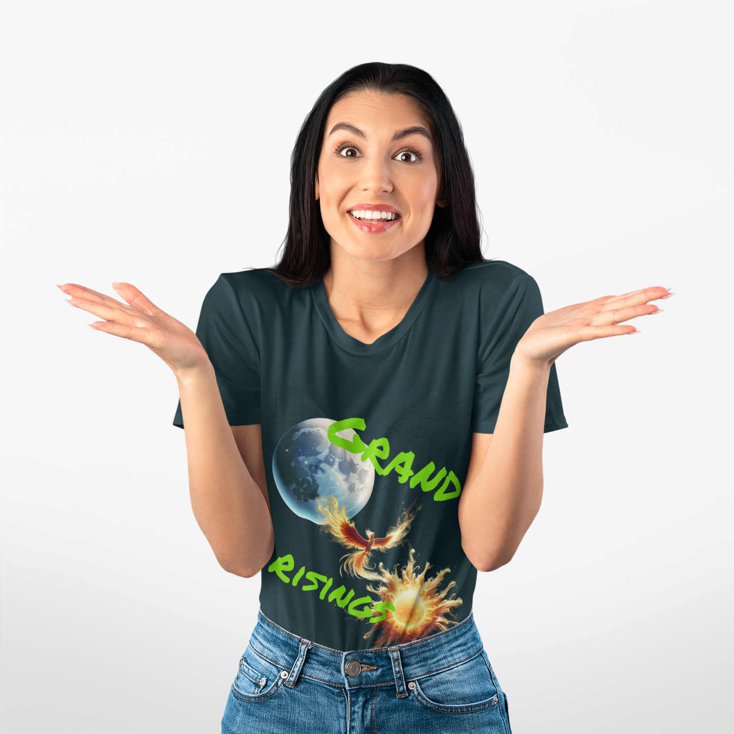 Celestial Phoenix Unisex Heavy Cotton Tee - Embrace the Sun and Moon