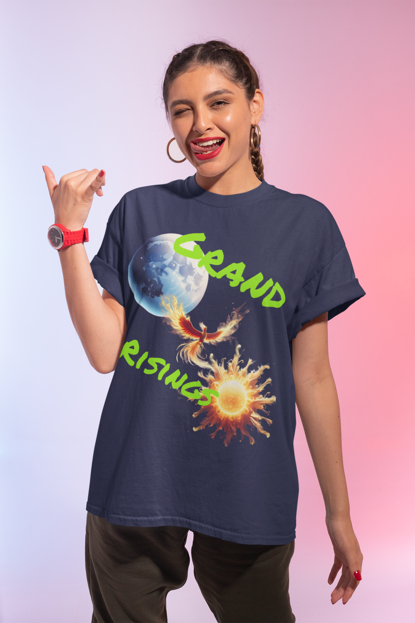 Celestial Phoenix Unisex Heavy Cotton Tee - Embrace the Sun and Moon