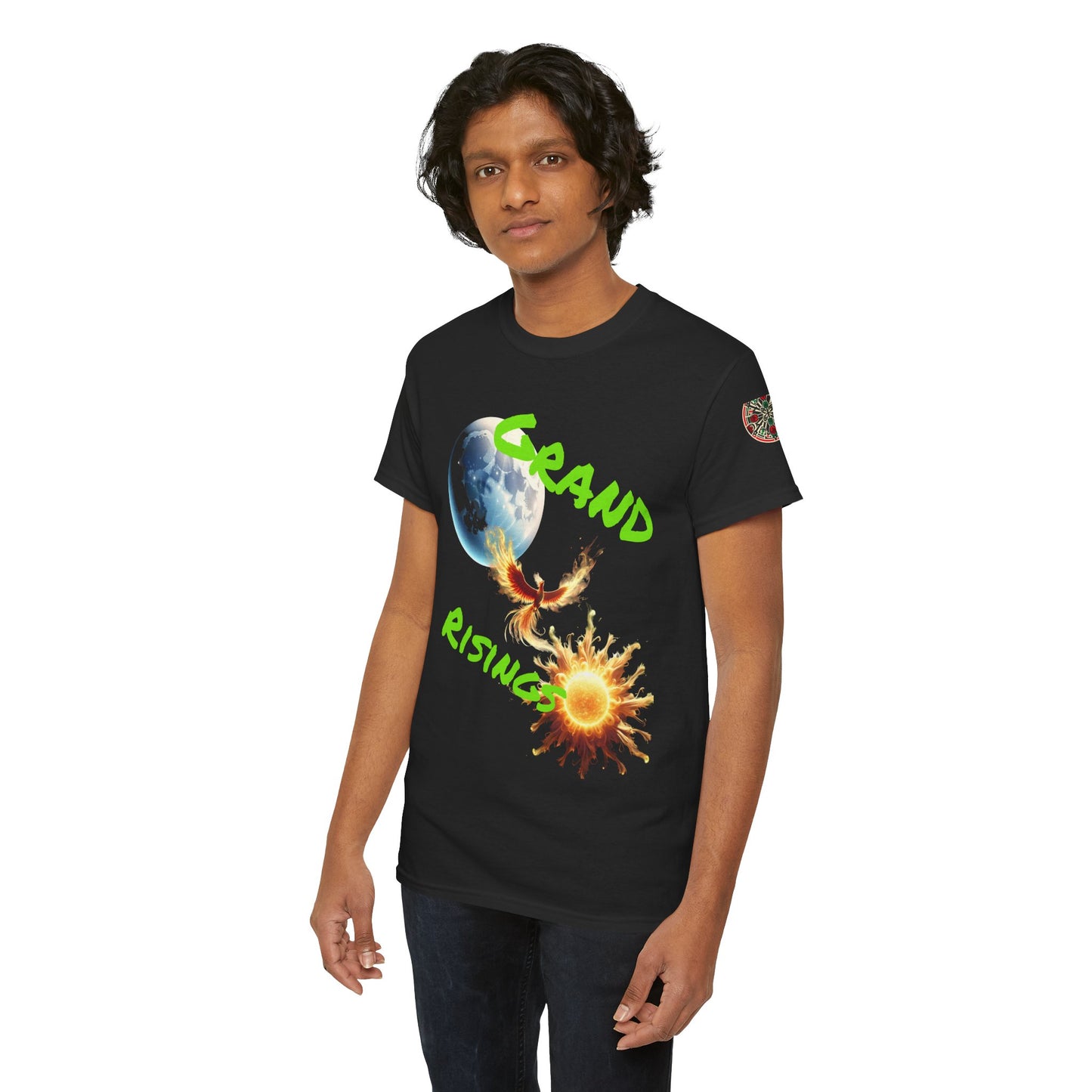 Celestial Phoenix Unisex Heavy Cotton Tee - Embrace the Sun and Moon
