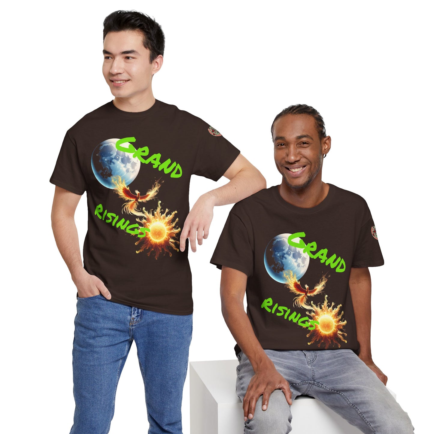 Celestial Phoenix Unisex Heavy Cotton Tee - Embrace the Sun and Moon
