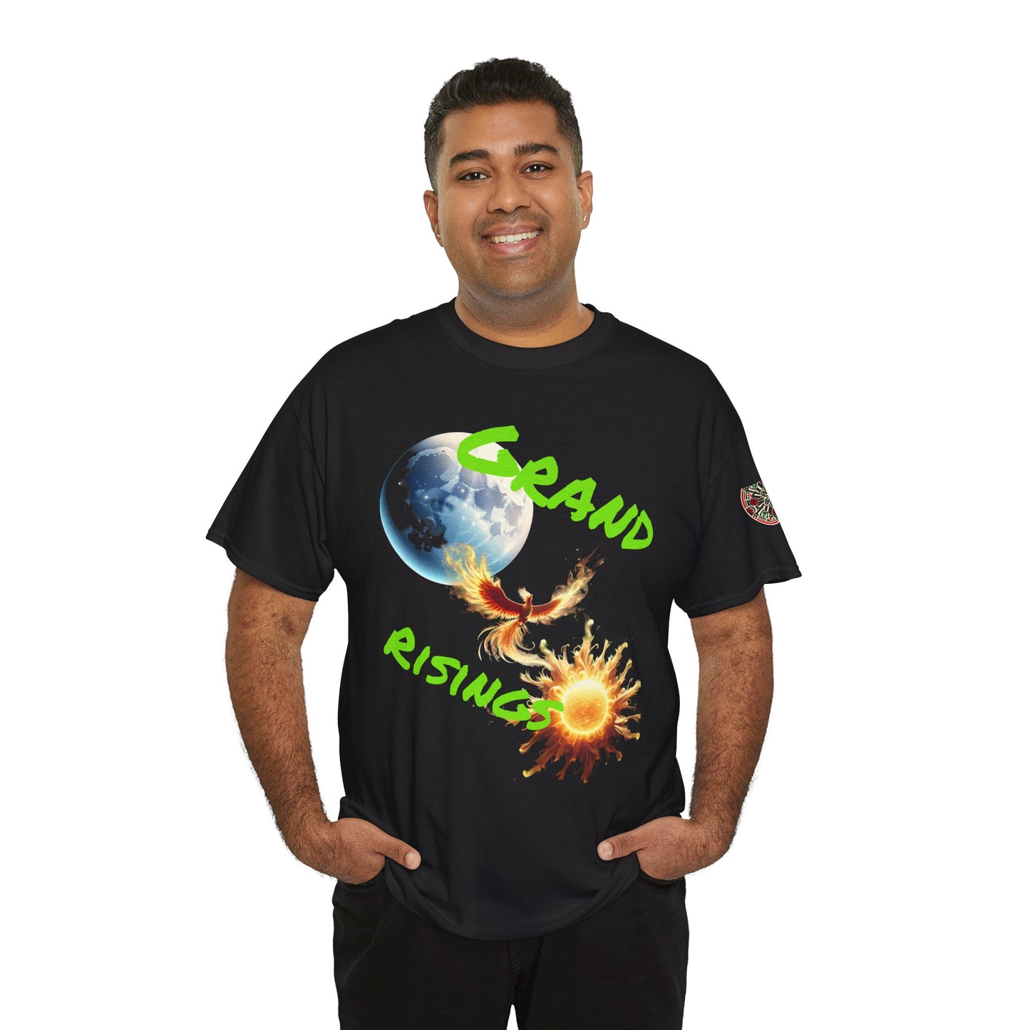 Celestial Phoenix Unisex Heavy Cotton Tee - Embrace the Sun and Moon