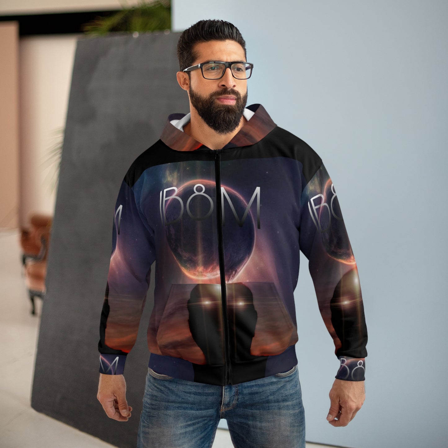 Cosmic Vibe Zip Hoodie, Unisex Zip Up Jacket, Streetwear Hoodie, Perfect for Gifting, Ideal for Astrological Occasions