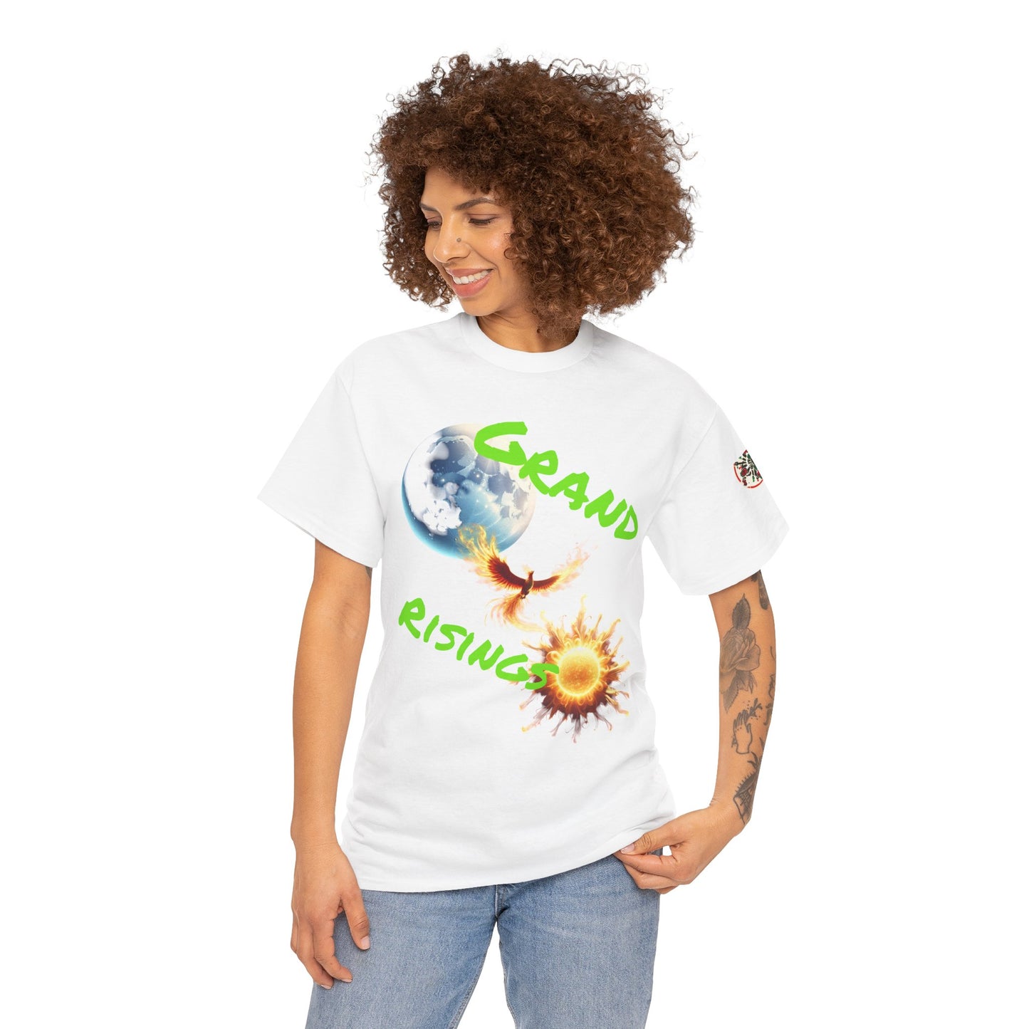 Celestial Phoenix Unisex Heavy Cotton Tee - Embrace the Sun and Moon